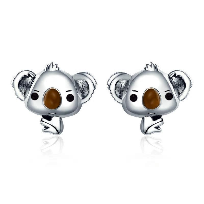 Sterling Silver Koala Stud Hypoallergenic Earrings