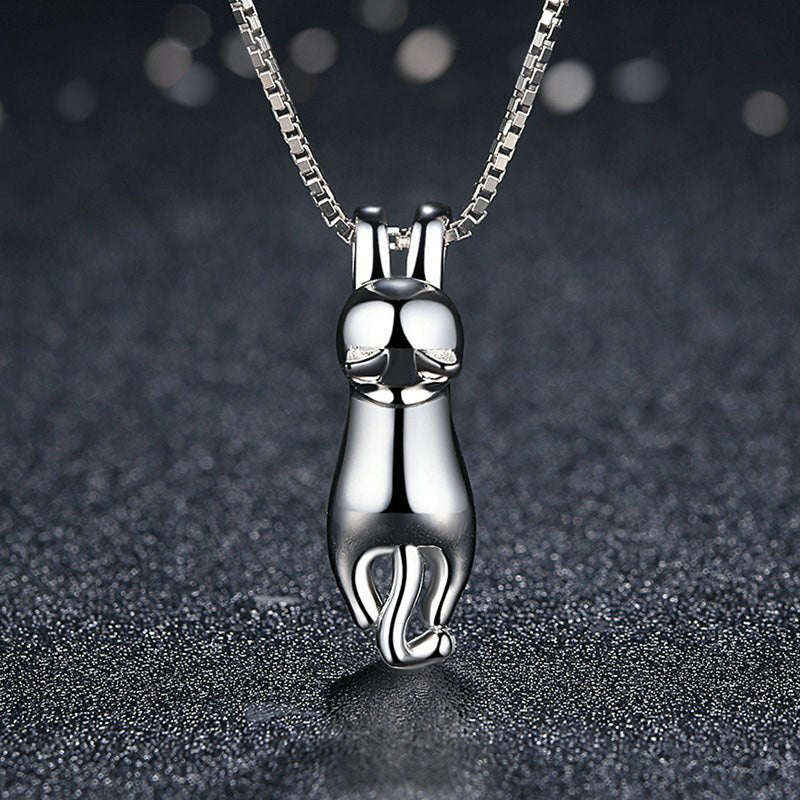 Sterling Silver Naughty Cat Hypoallergenic Necklace