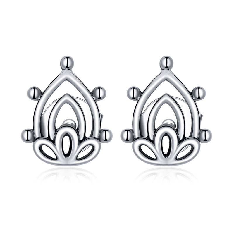 Sterling Silver Lotus Flower Bud Stud Hypoallergenic Earrings