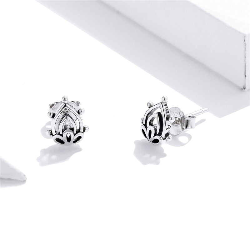 Sterling Silver Lotus Flower Bud Stud Hypoallergenic Earrings