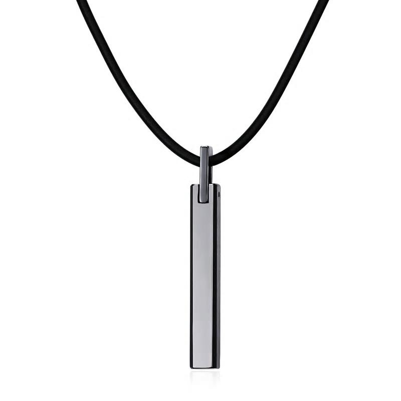 Tungsten Carbide Pillar Tag Necklace