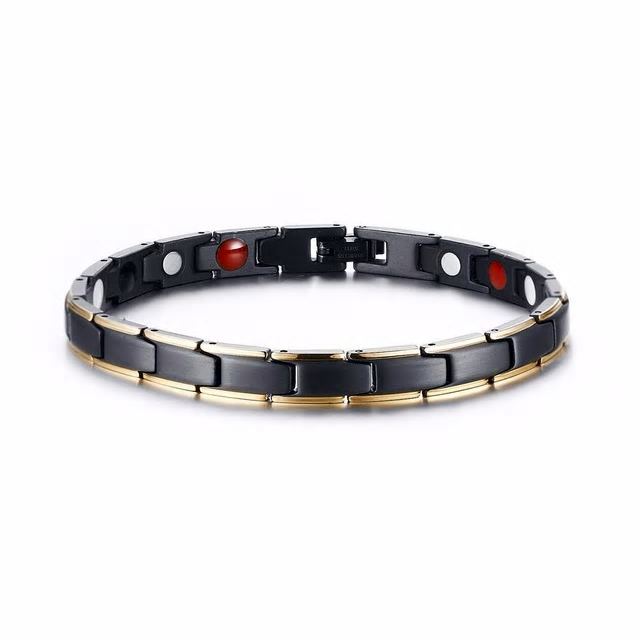 Stainless Steel Magnetic Therapy Black Bracelet