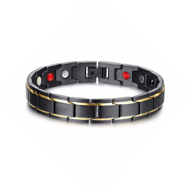 Stainless Steel Magnetic Therapy Black Bracelet