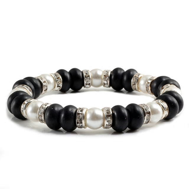 Natural Stone & Pearl Elastic Bracelet