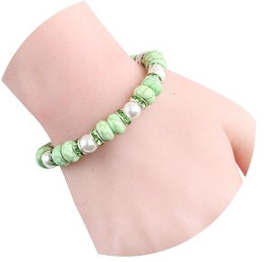 Natural Stone & Pearl Elastic Bracelet
