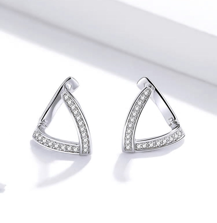 Sterling Silver Geometric Stud Hypoallergenic Earrings