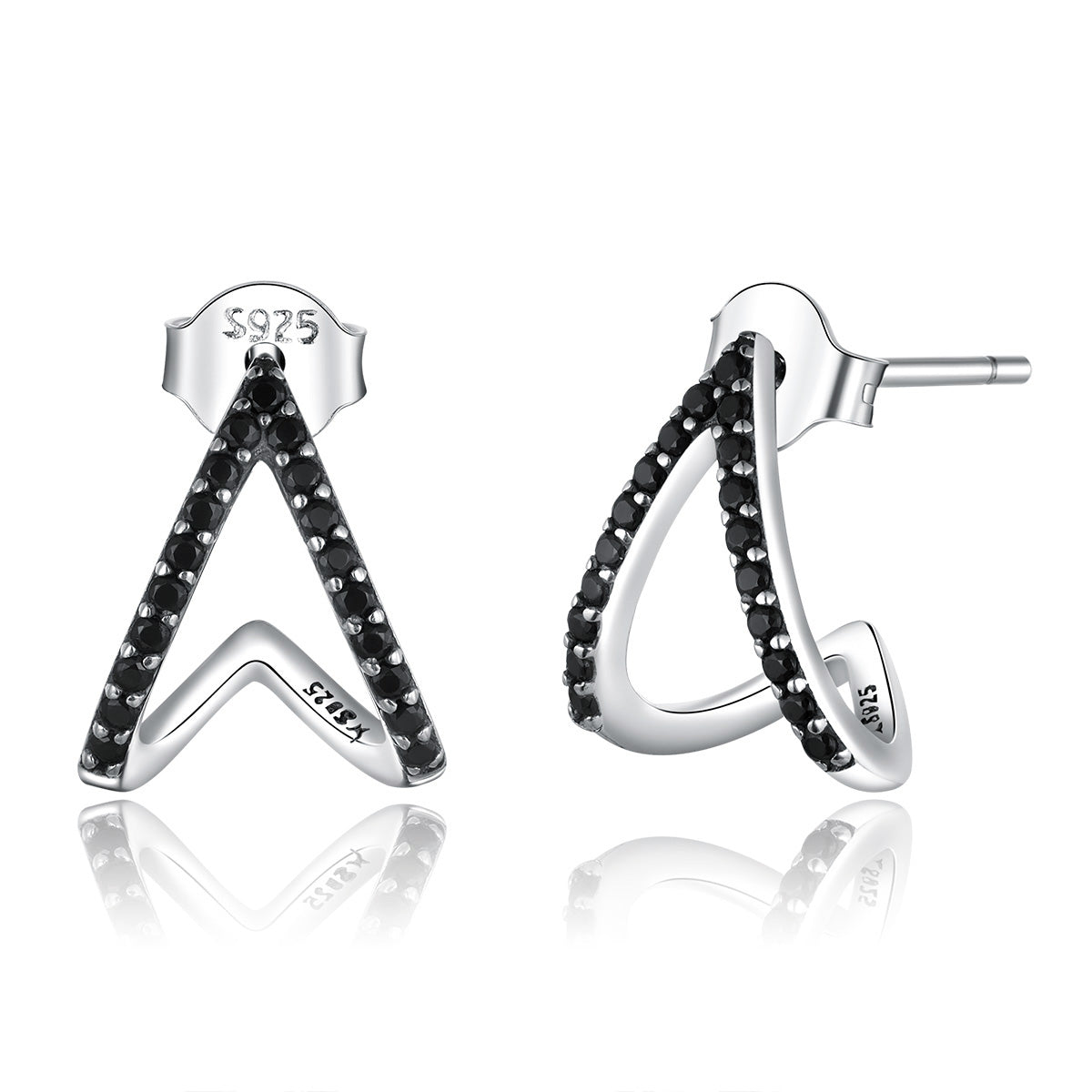 Sterling Silver Geometric Stud Hypoallergenic Earrings