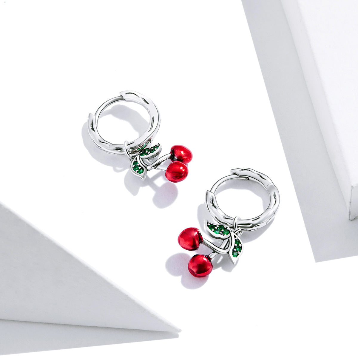 Sterling Silver Cherry Stud Hypoallergenic Earrings