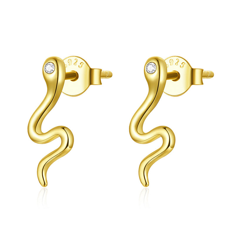 Sterling Silver Snake Stud Hypoallergenic Earrings
