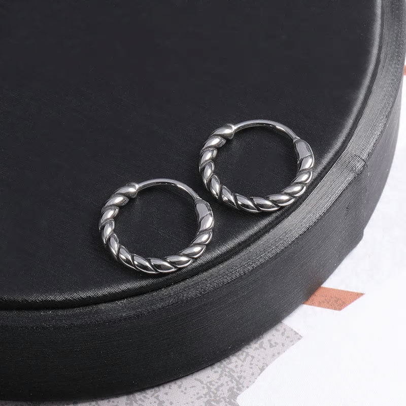 Stainless Steel Rope Huggie Earrings