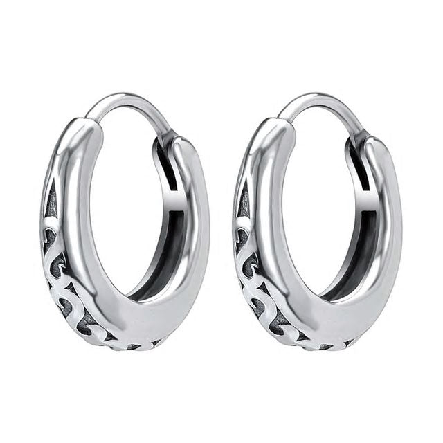 Stainless Steel Round S Huggie Earrings