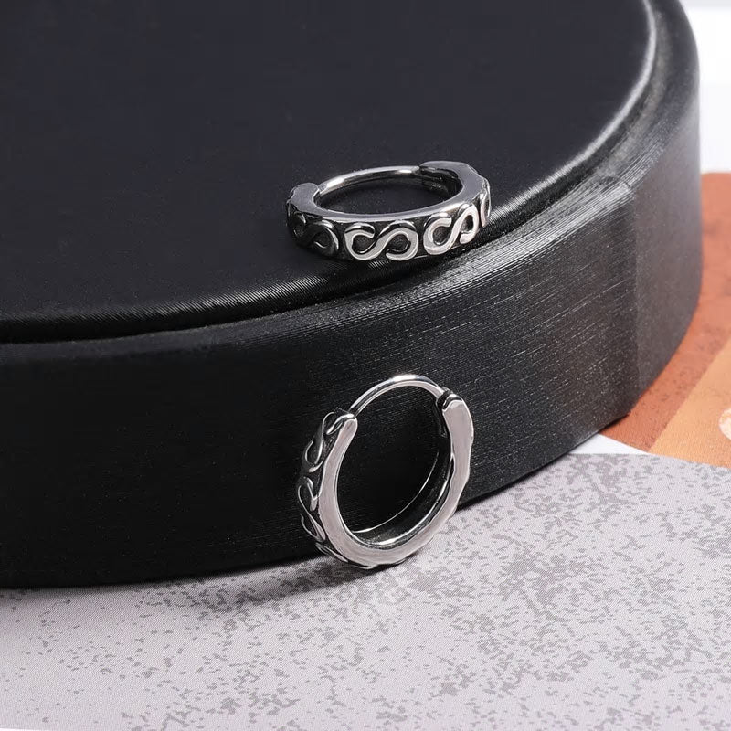 Stainless Steel Round S Huggie Earrings