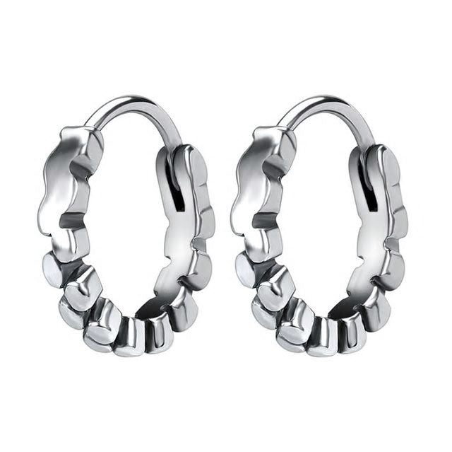 Stainless Steel Cluster Round Huggie Earrings