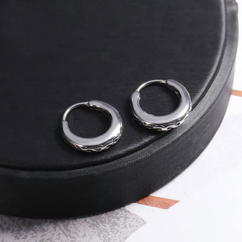 Stainless Steel Round S Huggie Earrings