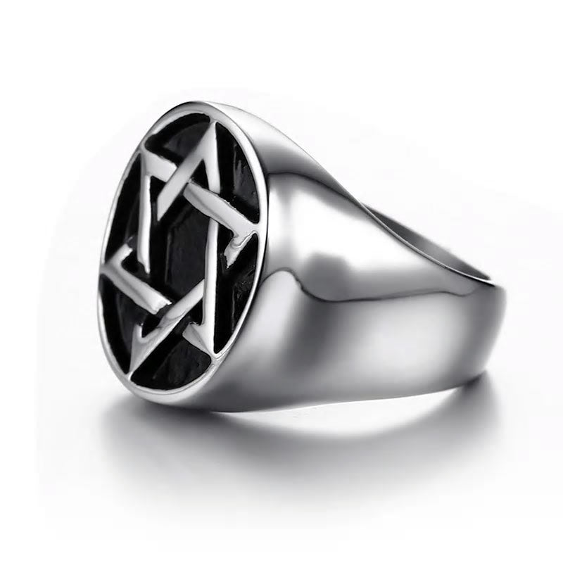 Stainless Steel Star Of David Ring