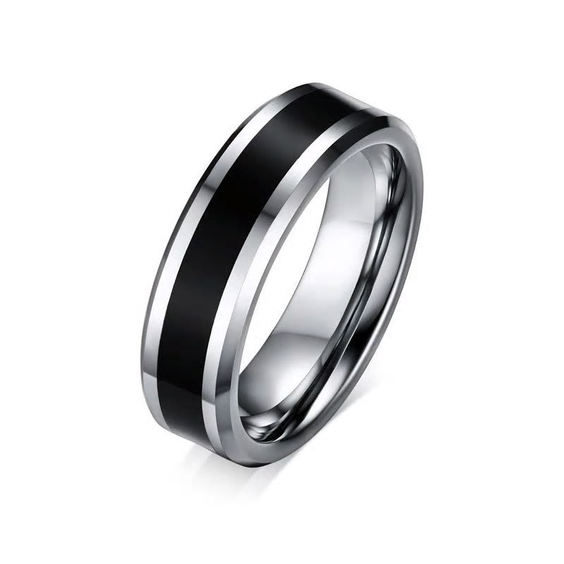 Tungsten Carbide Black Strip Ring