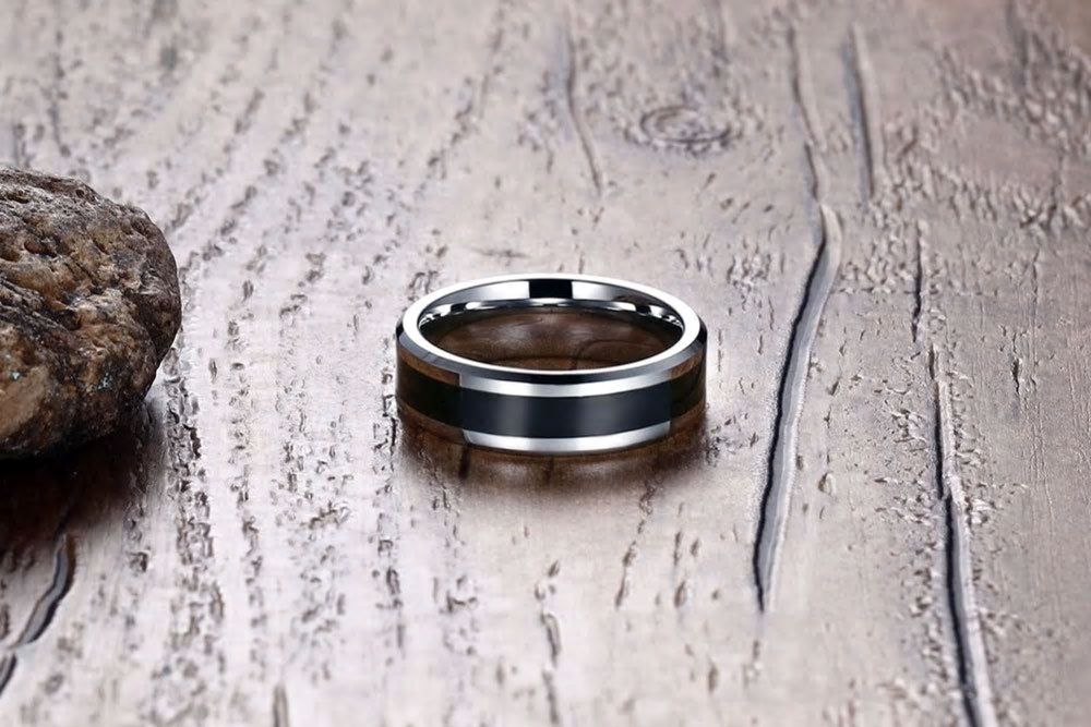 Tungsten Carbide Black Strip Ring