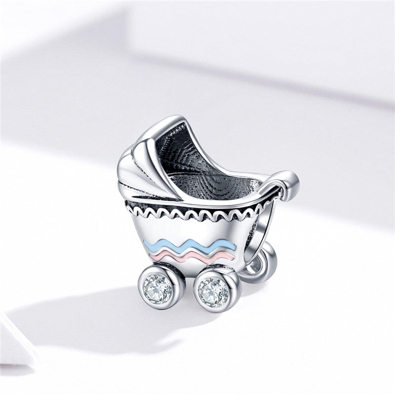 Sterling Silver Baby Carriage Hypoallergenic Bead Charm