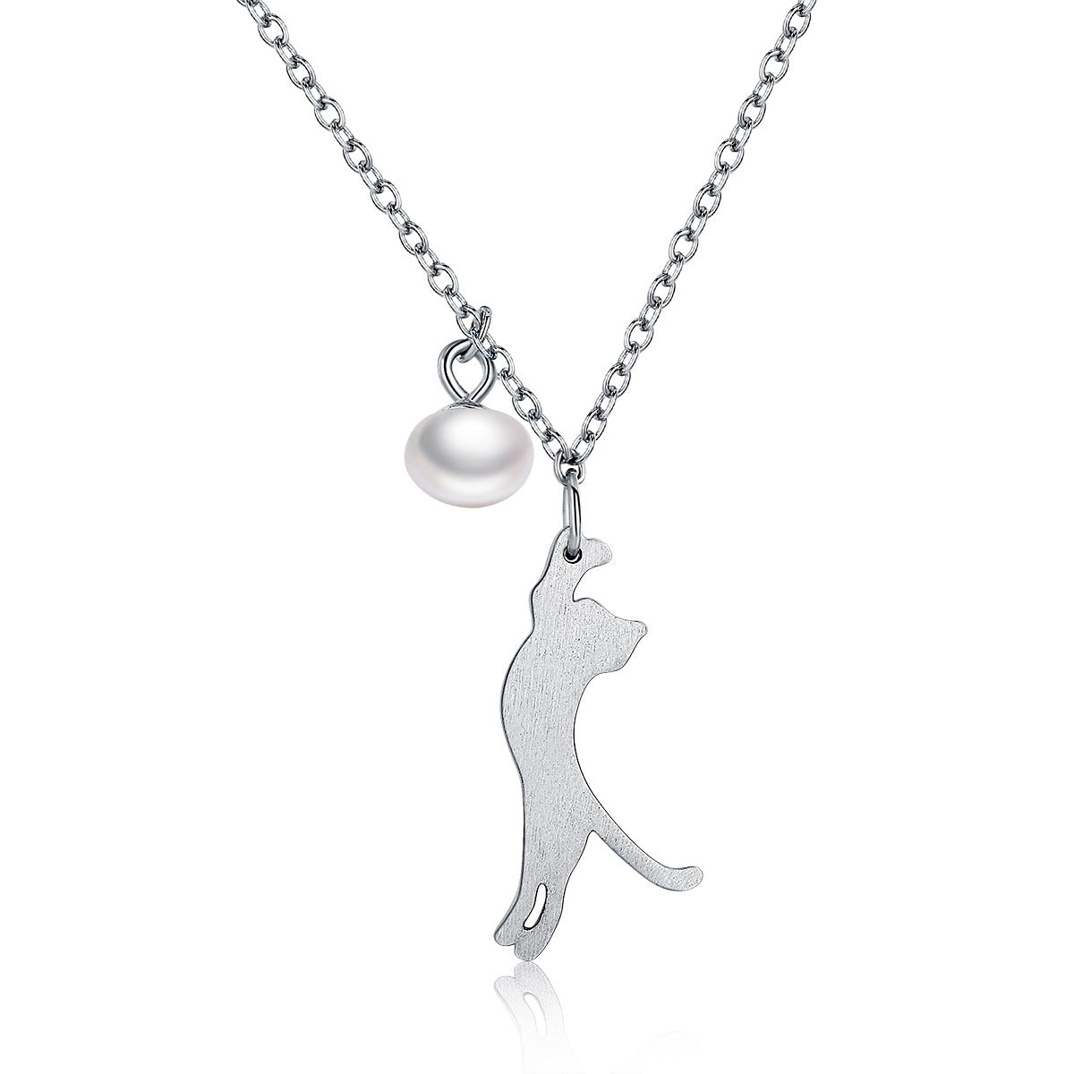 Sterling Silver Playful Cat Hypoallergenic Necklace