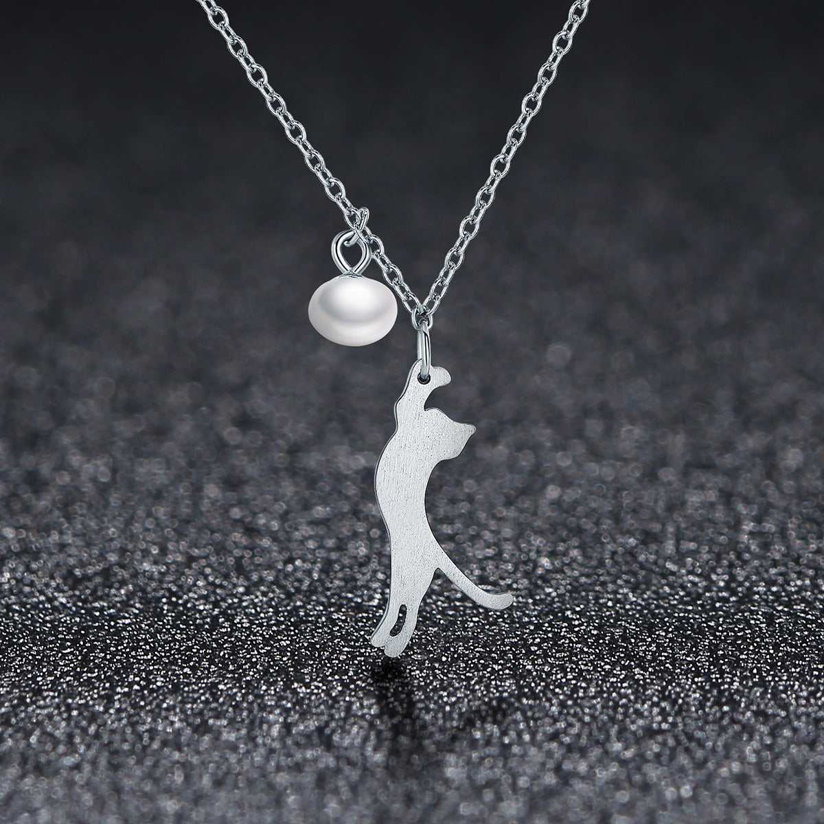 Sterling Silver Playful Cat Hypoallergenic Necklace