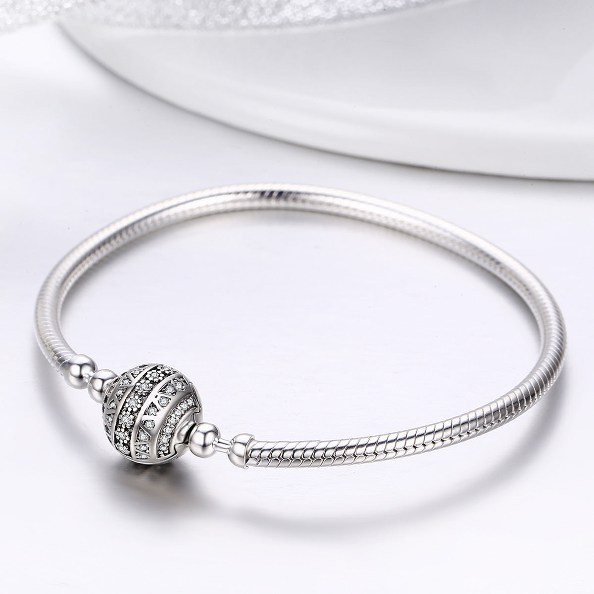 Sterling Silver Bright Geometric Charm Hypoallergenic Bracelet