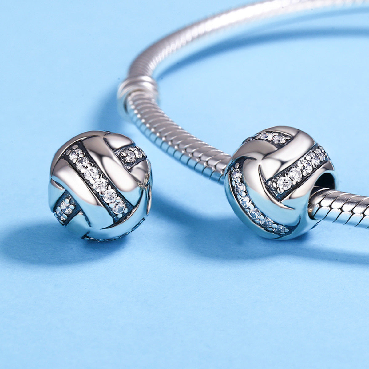 Sterling Silver Volleyball Ball Hypoallergenic Bead Charm