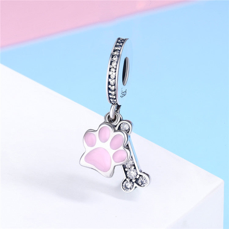 Sterling Silver Dog Paw Hypoallergenic Dangle Charm