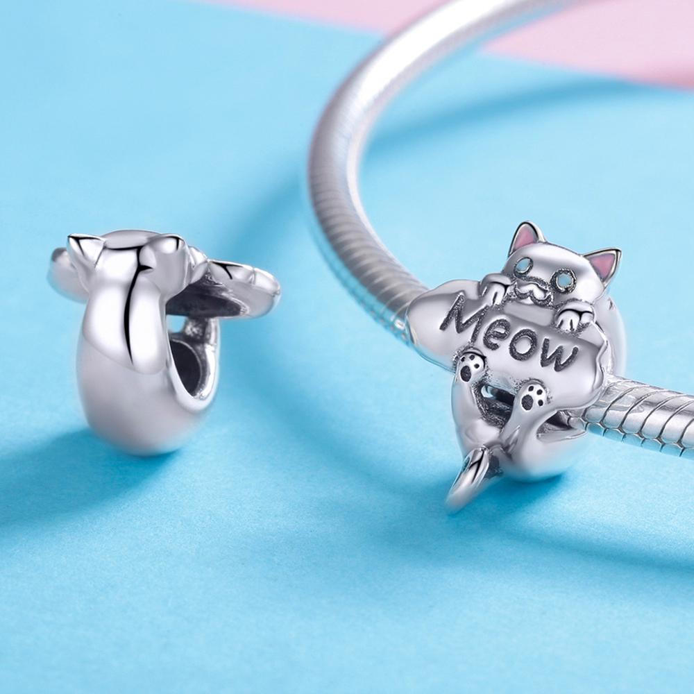 Sterling Silver Meow Hypoallergenic Bead Charm