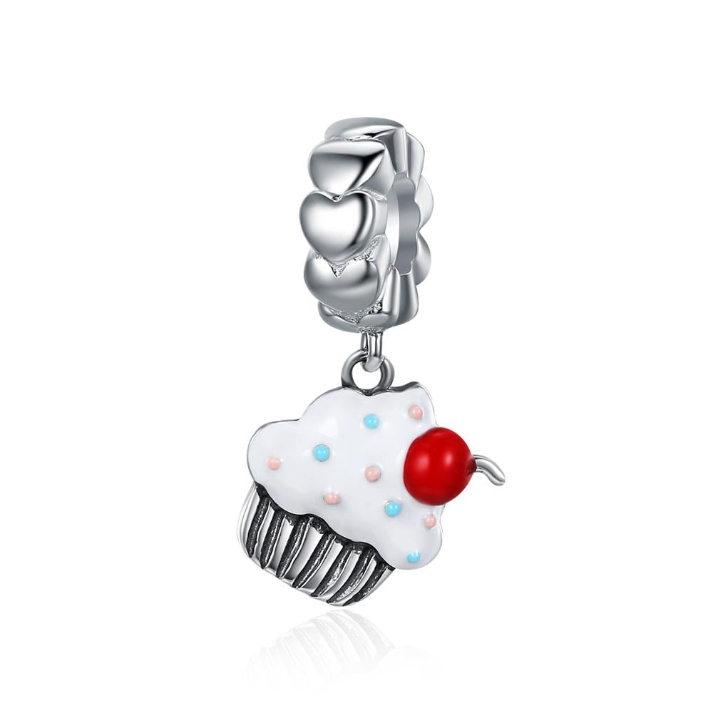 Sterling Silver Cupcake Hypoallergenic Dangle Charm