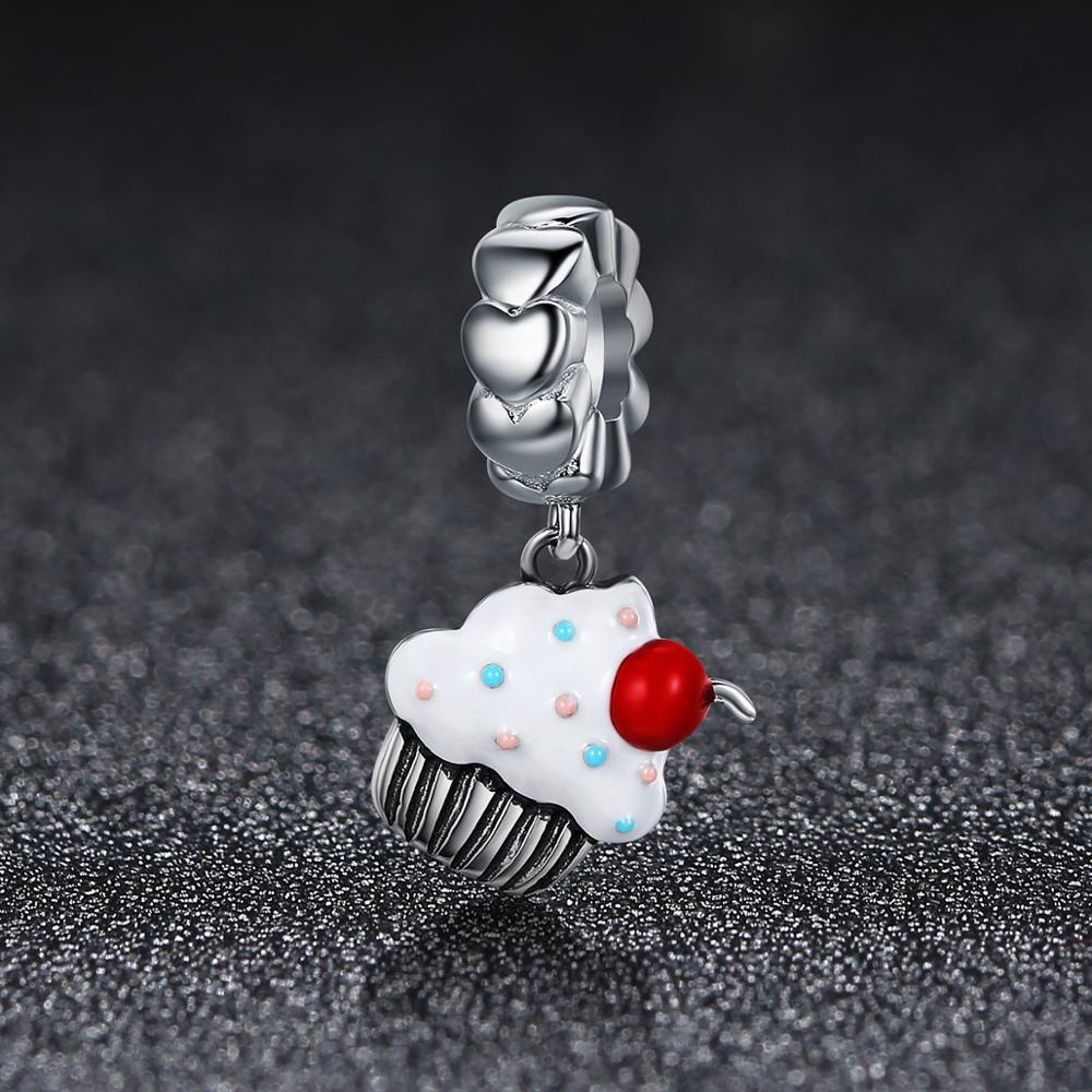 Sterling Silver Cupcake Hypoallergenic Dangle Charm