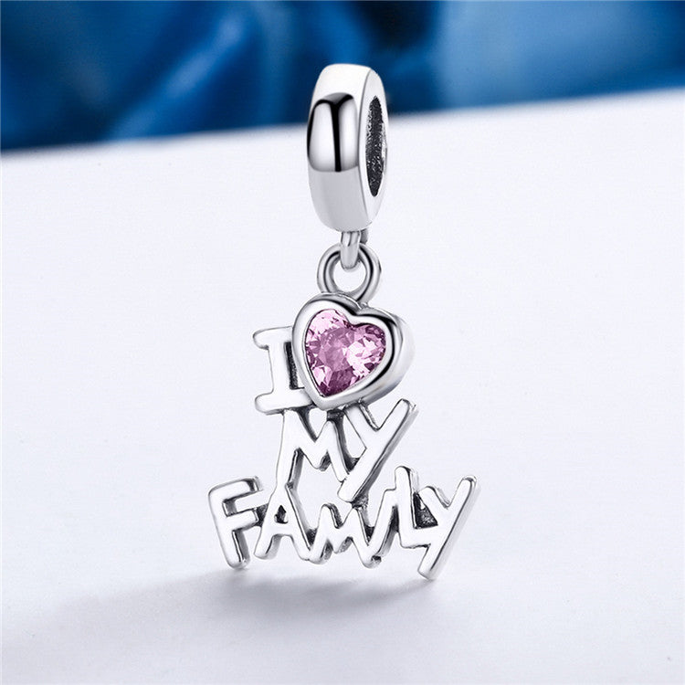 Sterling Silver I Love My Family Hypoallergenic Dangle Charm