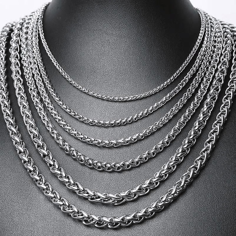 Stainless Steel Wheat Chain Necklace - Various