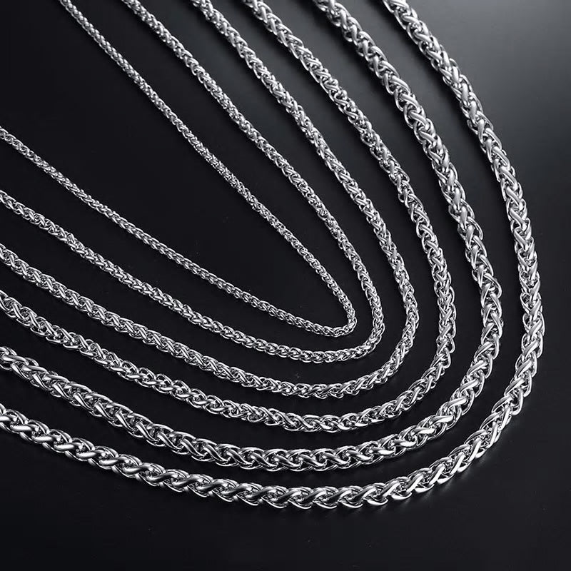 Stainless Steel Wheat Chain Necklace - Various