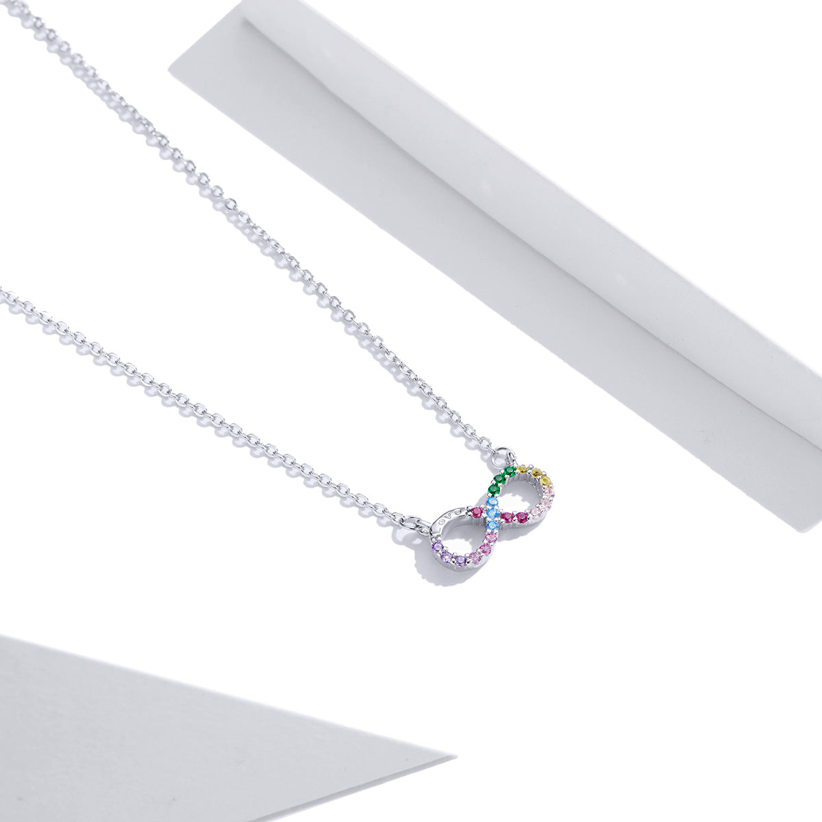 Sterling Silver Infinity Rainbow Hypoallergenic Necklace