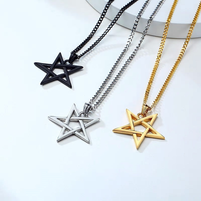 Stainless Steel Simple Pentagram Necklace