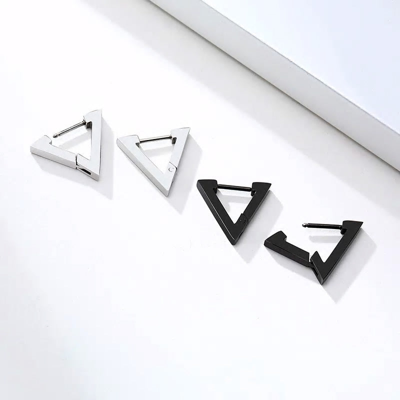 Stainless Steel Triangular Huggie Earrings