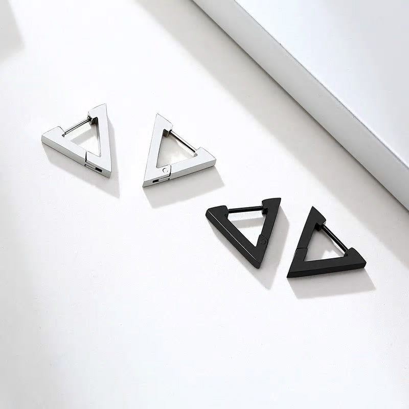 Stainless Steel Triangular Huggie Earrings