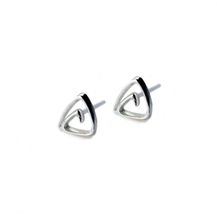 Sterling Silver Spiral Triangle Stud Hypoallergenic Earrings