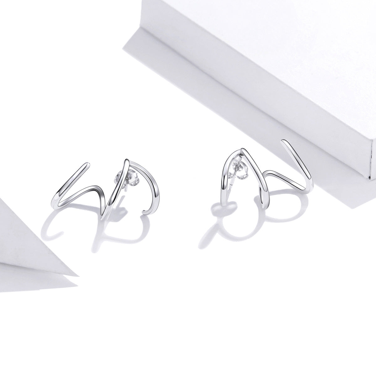 Sterling Silver Geometric Simple Line Stud Hypoallergenic Earrings