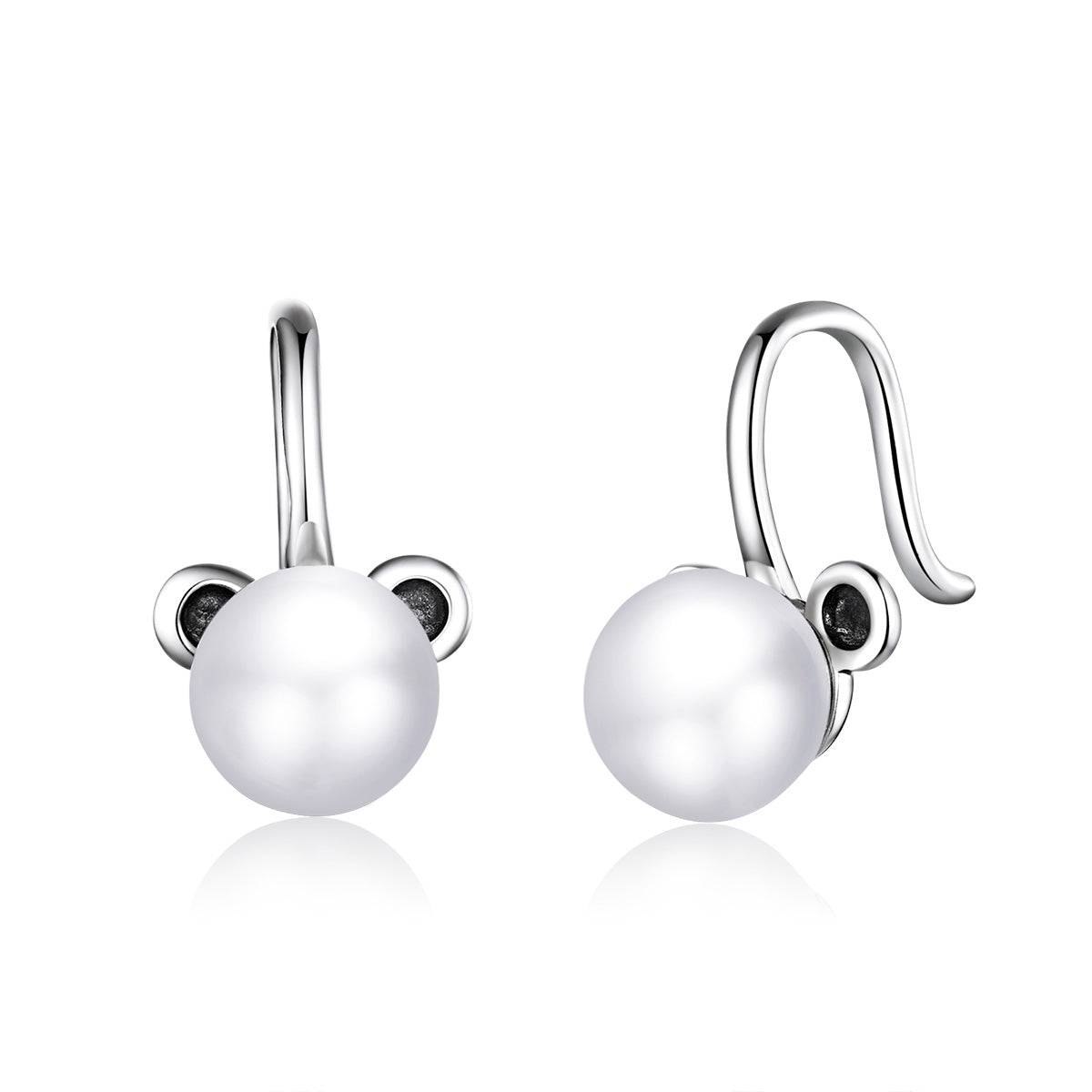 Sterling Silver Pearl Bear Hook Hypoallergenic Earrings