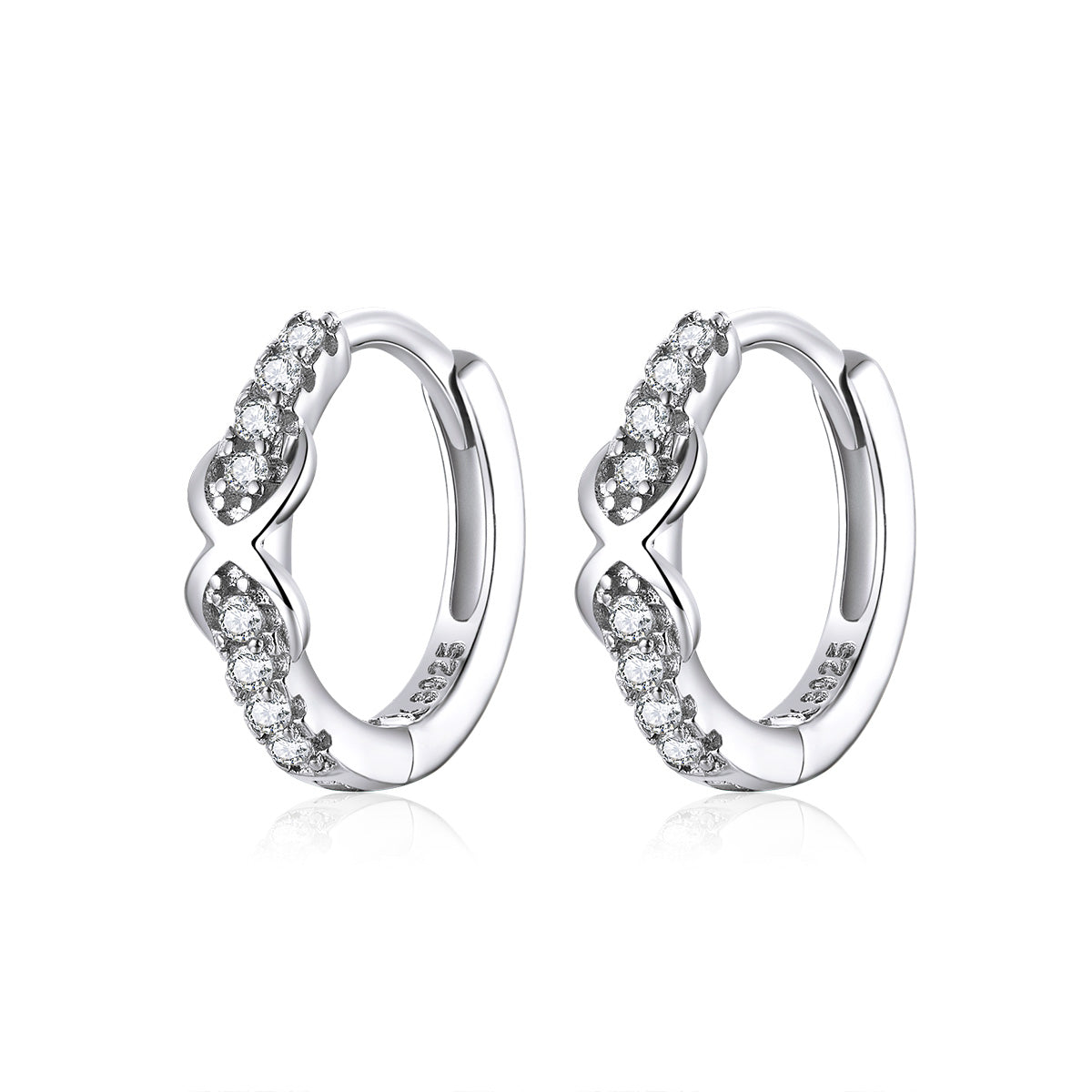 Sterling Silver Infinity Huggie Hypoallergenic Earrings