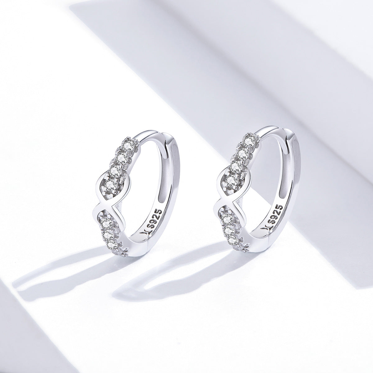 Sterling Silver Infinity Huggie Hypoallergenic Earrings