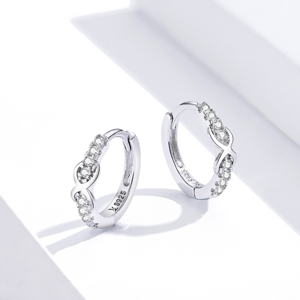 Sterling Silver Infinity Huggie Hypoallergenic Earrings