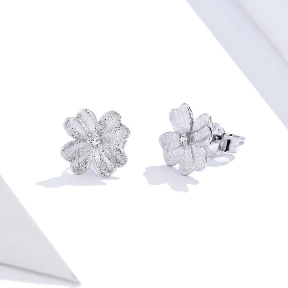 Sterling Silver Simple Flower Stud Hypoallergenic Earrings