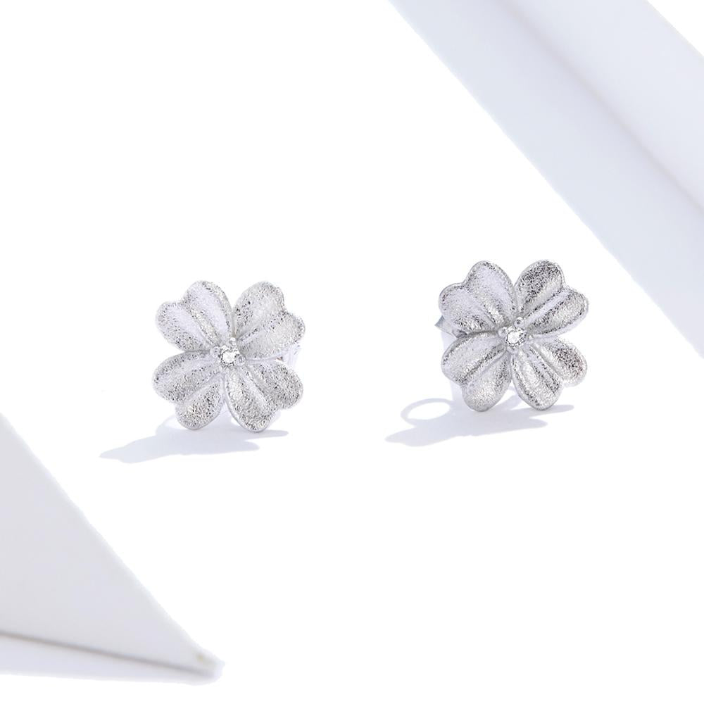 Sterling Silver Simple Flower Stud Hypoallergenic Earrings