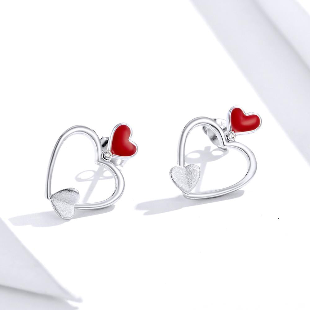 Sterling Silver Hearts Stud Hypoallergenic Earrings