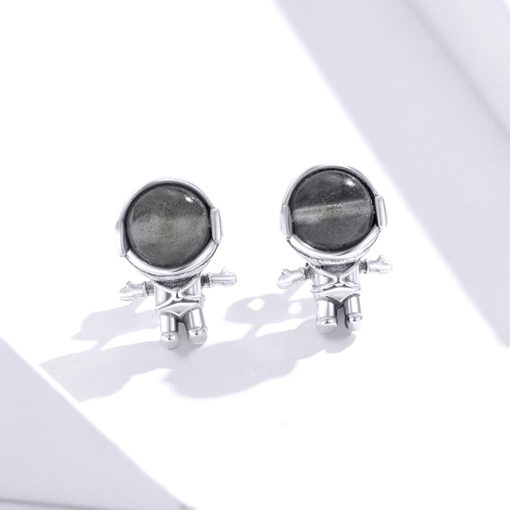 Sterling Silver Astronaut Stud Hypoallergenic Earrings