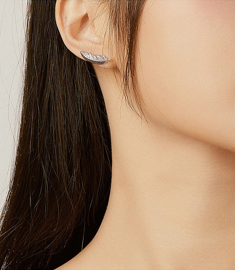 Sterling Silver Feather Hook Hypoallergenic Earrings