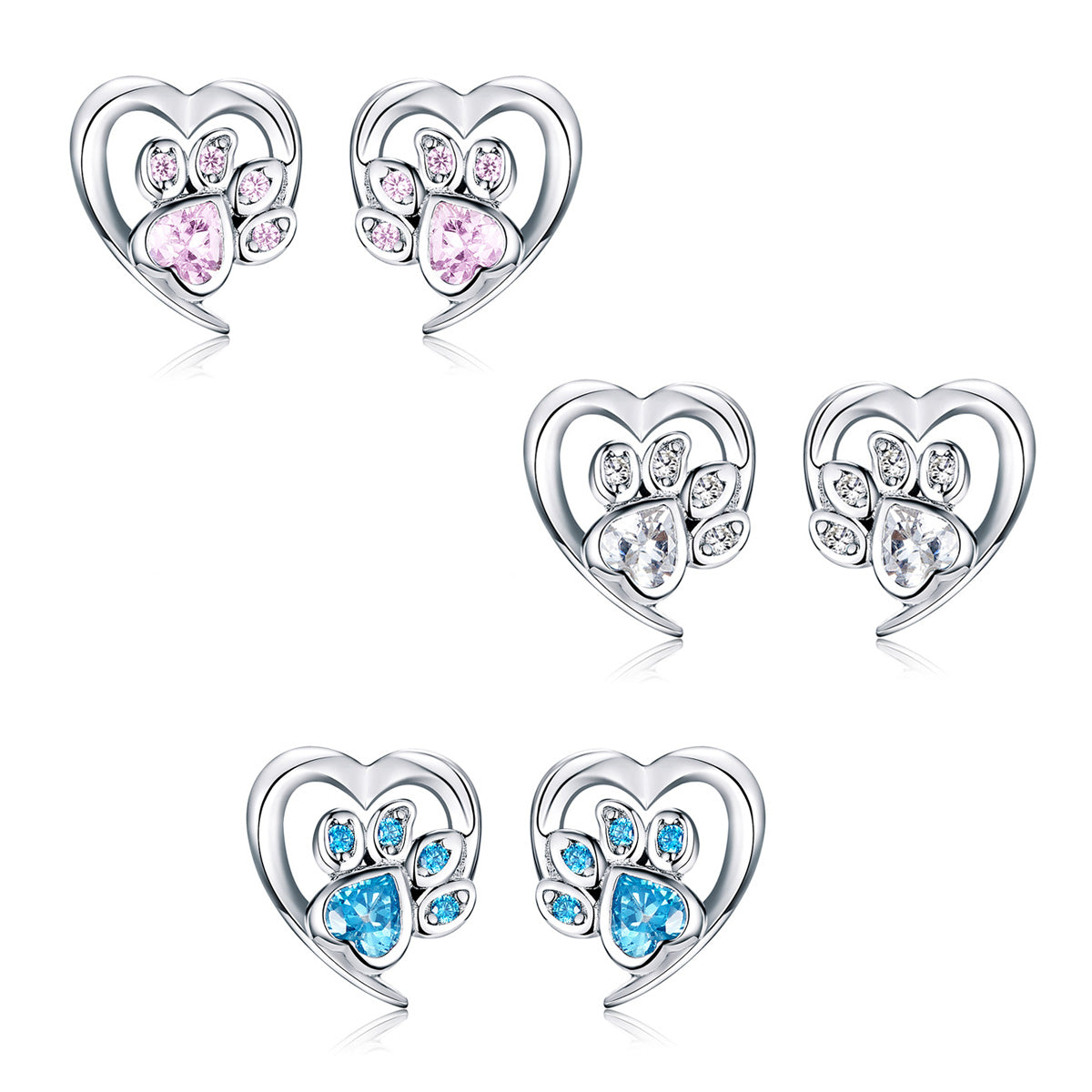 Sterling Silver Pet Lover Stud Hypoallergenic Earrings