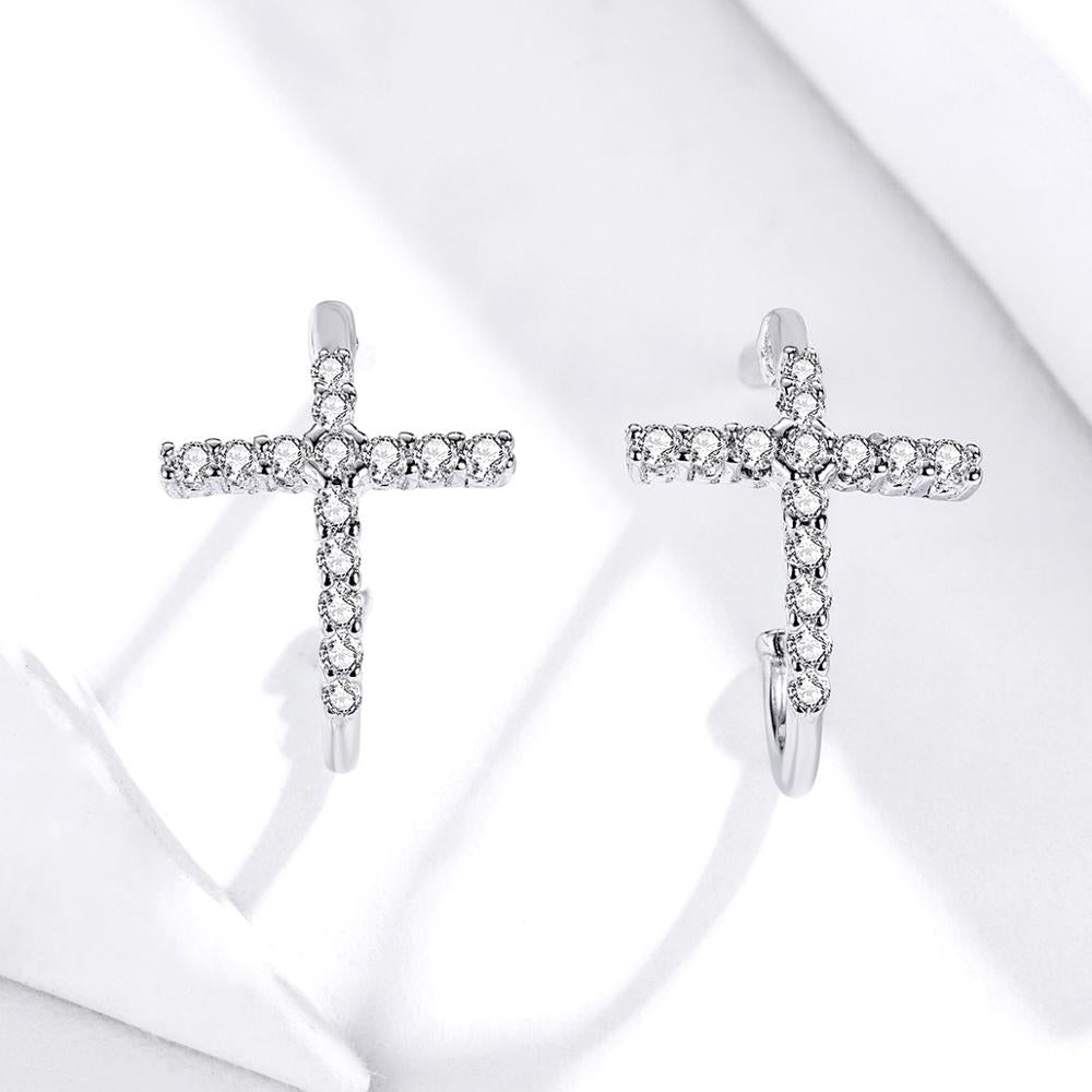 Sterling Silver Shimmering Cross Stud Hypoallergenic Earrings